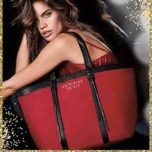 Victoria's Secret Red Studded Fringe Canvas Tote.